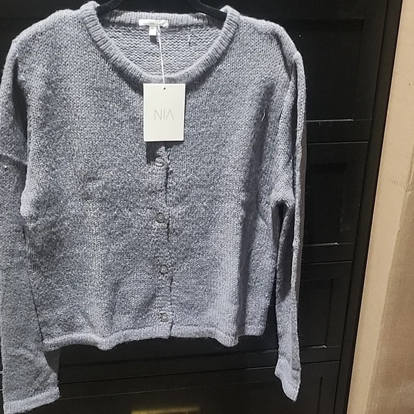 NIA Women's Gray Cardigan Sweater - Picture 1 of 4